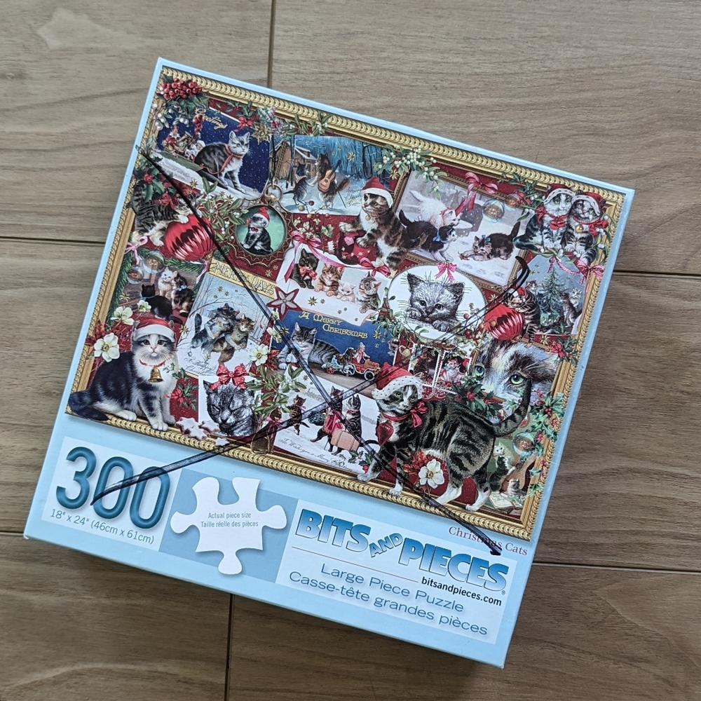 Bits and Pieces 300 Large Piece Christmas Cats Puzzle Sealed